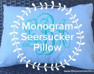 Monogram Seersucker Pillow www.lifeonsummerhill.com