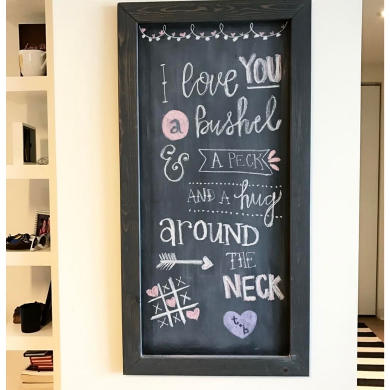 Valentine's Day Chalkboard Messages Tara May with a song called I love you a bushel and a peck and a hug around the neck.