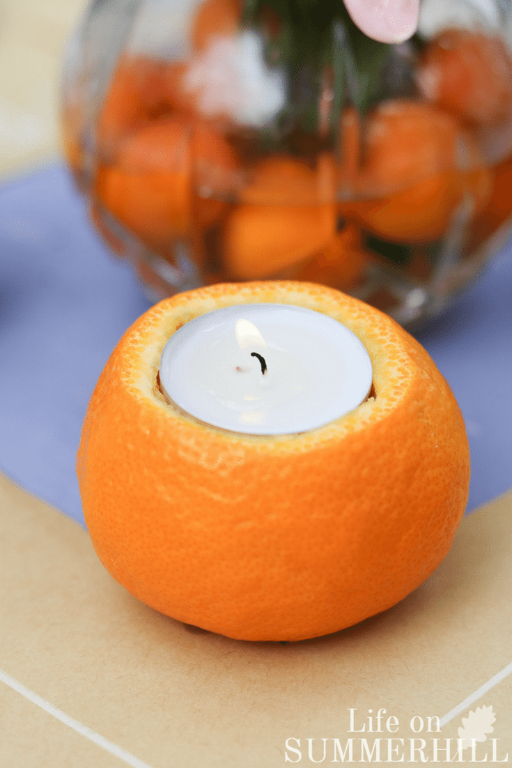 Mothers day tablescape idea orange candle