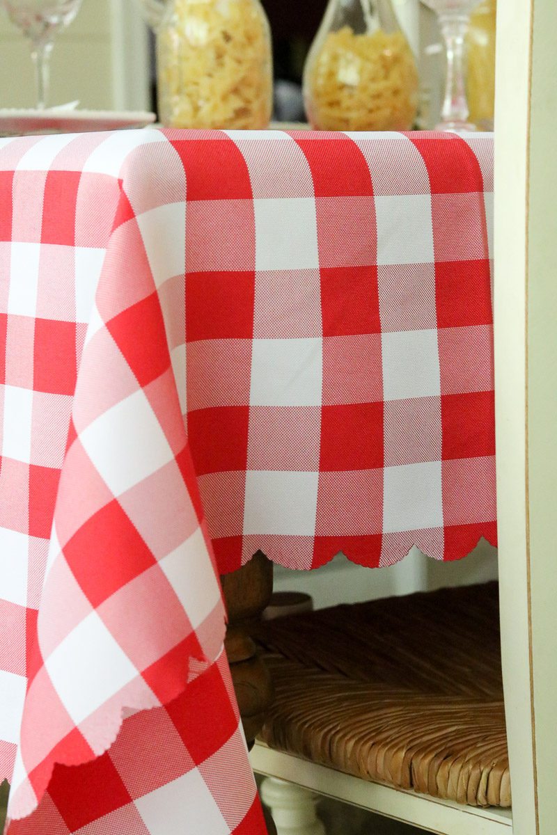 Italian cotton linen red and white buffalo check tablescloth