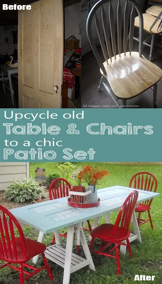Creativity & Inspiration Tuesday Upcycled Decor Old Table Chairs Patio Set