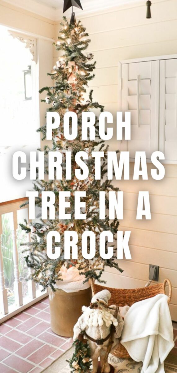 Porch Christmas tree in a crock