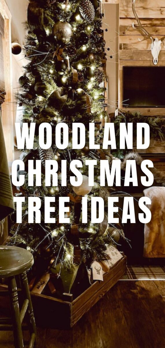 Woodland Christmas tree ideas, forest christmas tre ideas, rustic farmhouse christmas tree ideas
