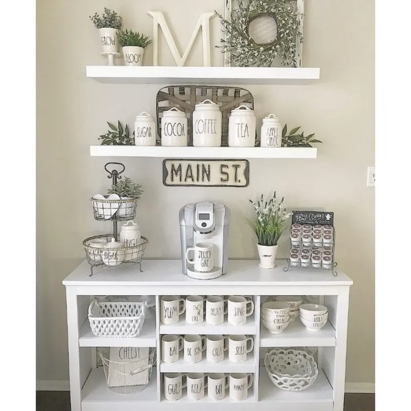 Farmhouse Kitchens by Home_Sweet_Homedecor with a Rae Dunn decorated coffee bar