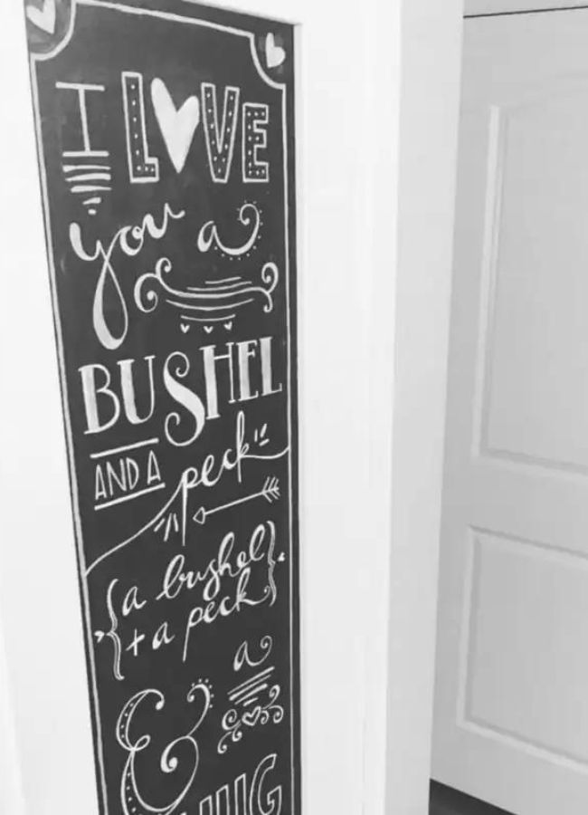 I love you a bushel and a peck chalkboard art idea
