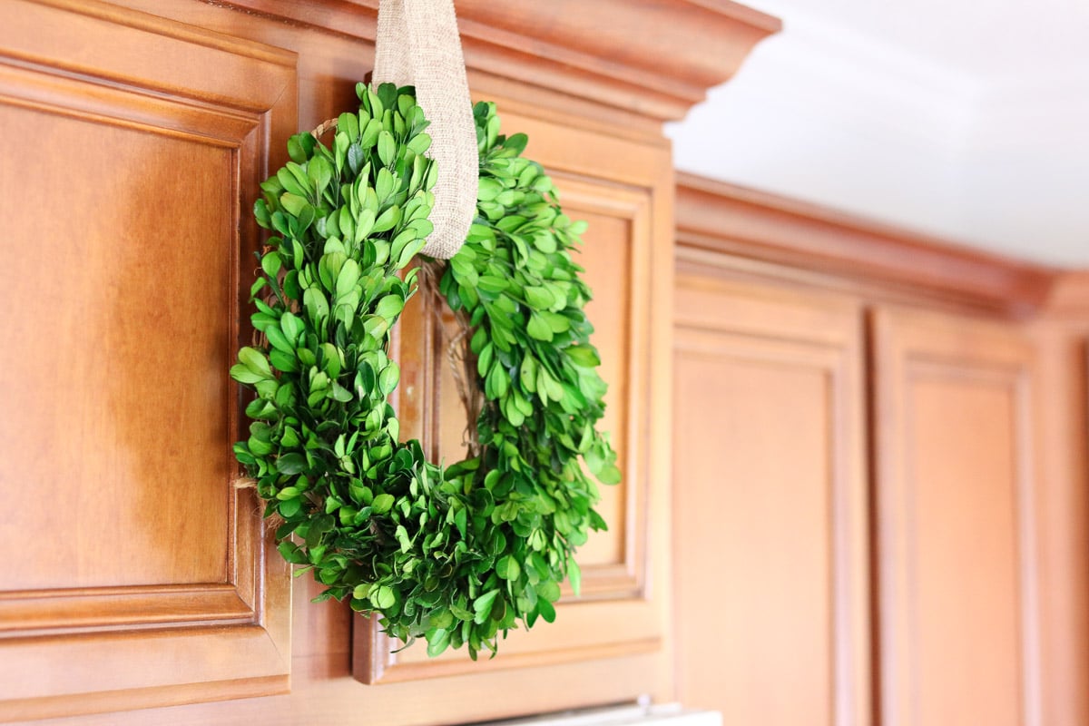 farmhouse kitchen decor boxwood wreath