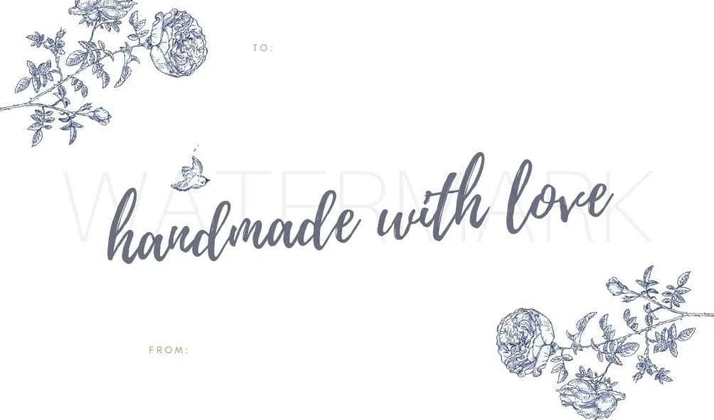 Blue and white toile gift tag free printable.