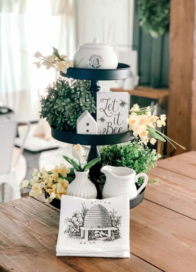 Bee hive themed tiered tray ideas