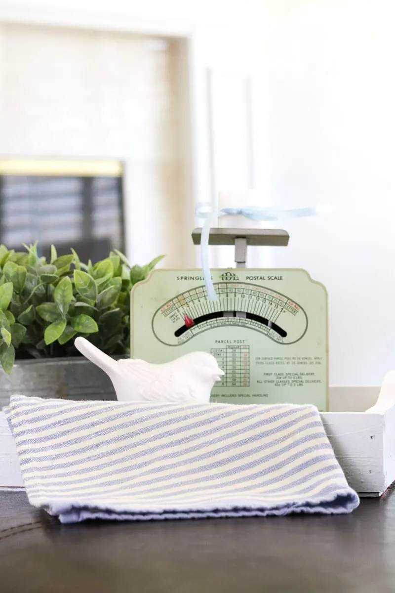 Decorating with vintage scales in the living room