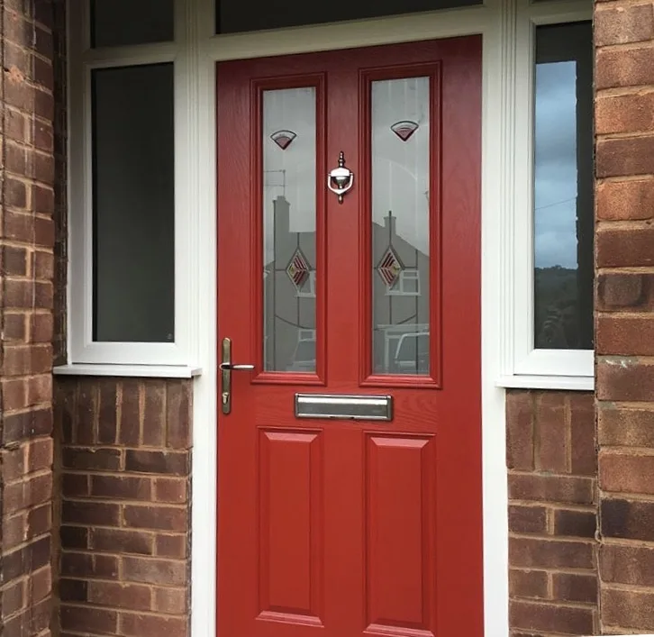 Modern Front Doors by Ben J's House Renovation with a red door on a brick home