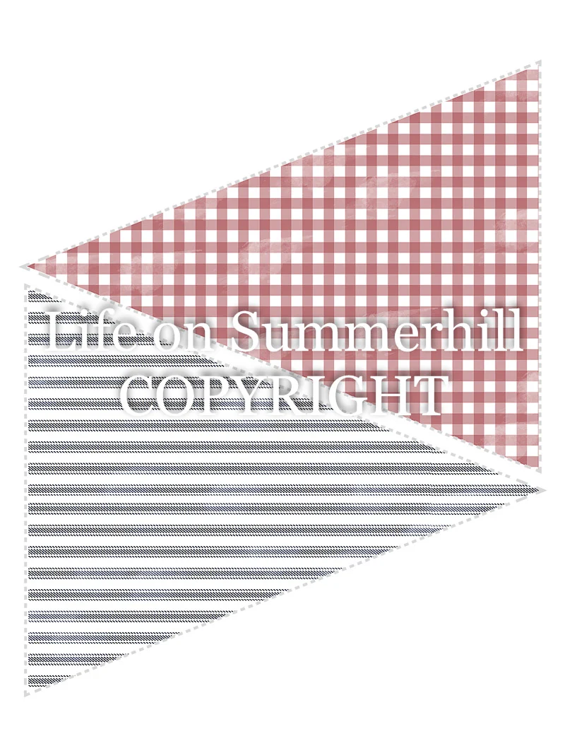 Pennant Banner Template gingham and ticking