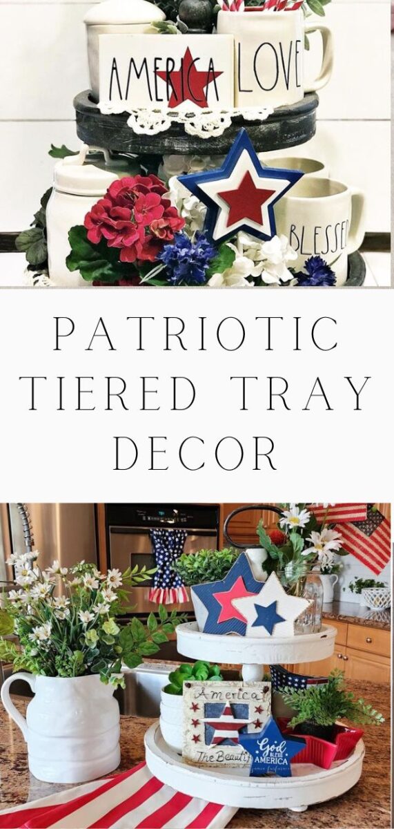 Patriotic tiered tray decor