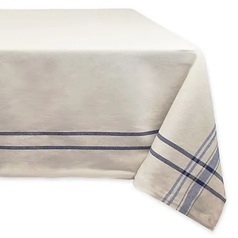 Garden party essentials french natural blue stripe tablecloth