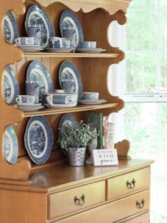 Storing and displaying on a farmhouse hutch