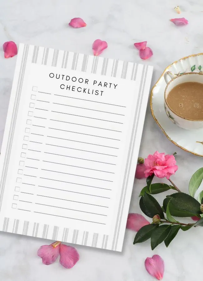 Outdoor party checklist free printable