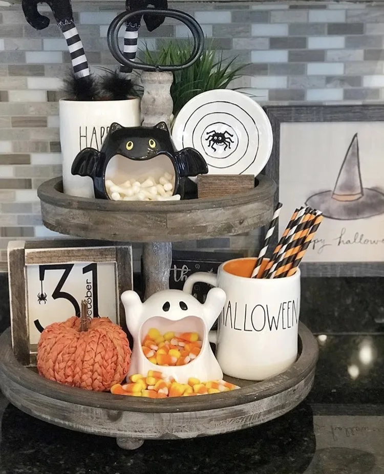 Classy country Halloween Decor from G G Luvs Dunn Rae Dunn and Witches Tiered Tray