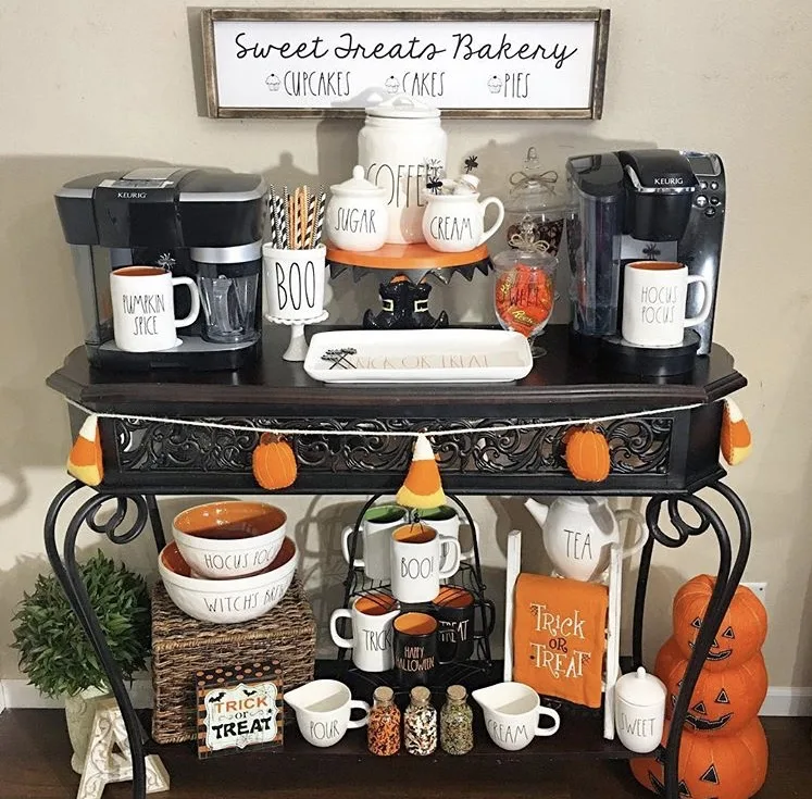 Classy country Halloween Decor from Audreys Rae Dunn Collection Coffee Station