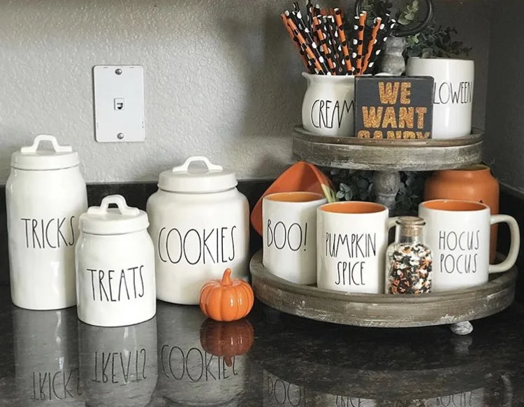 Classy country Halloween Decor from Oops I Dunn It Again Tiered Tray with Rae Dunn