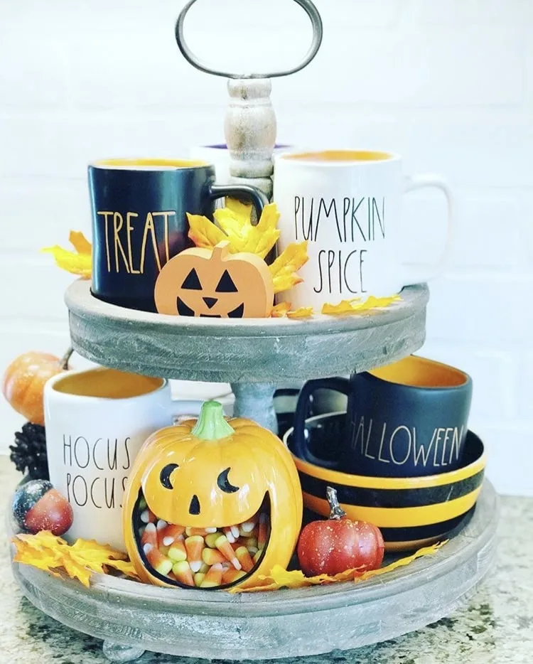 Classy country Halloween Decor from Pammy & Poppy Tiered Tray Rae Dunn
