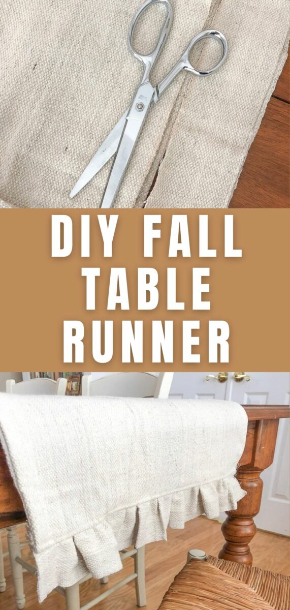 DIY fall table runner - easy beginner sewing project made from a drop cloth and includes a tutorial on making a ruffle.