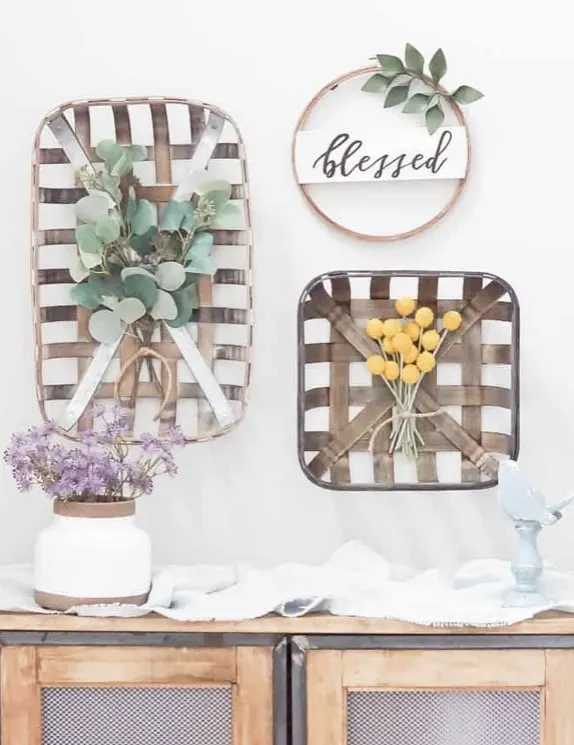 How to hang baskets on a wall by Simply Designing tobacco baskets