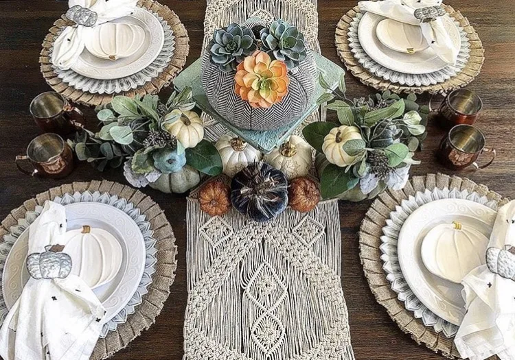 Fall Table Runner by B. Home Decor using macrame
