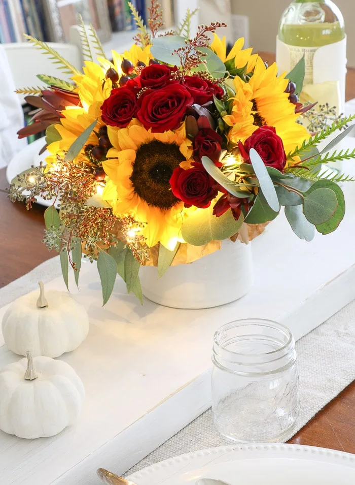 Thanksgiving table decorations DIY flower centerpiece by Kendall Farms
