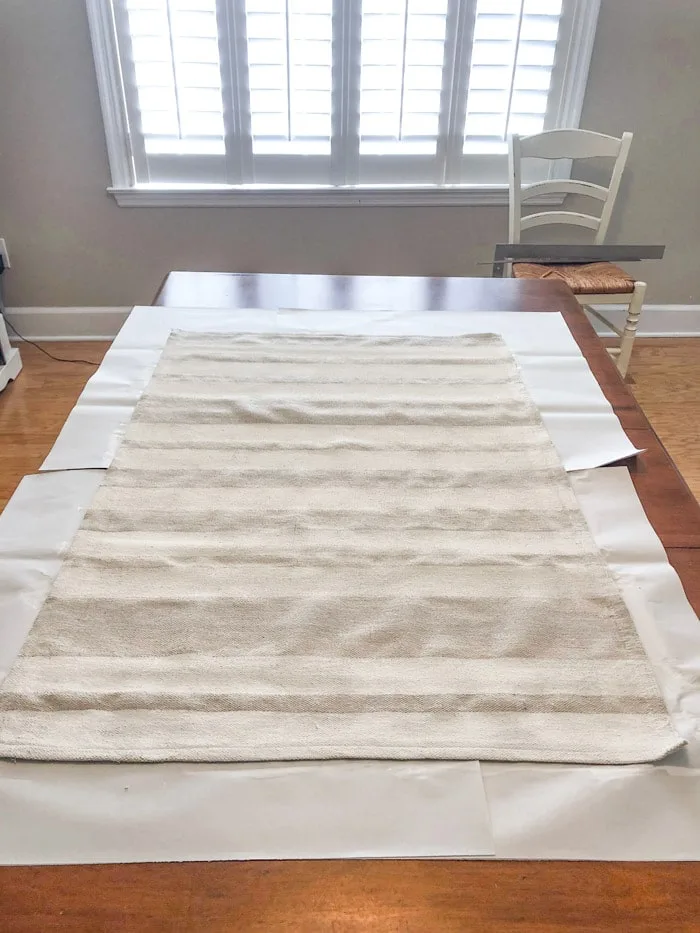 DIY rug using a drop cloth and chalk paint step by step project
