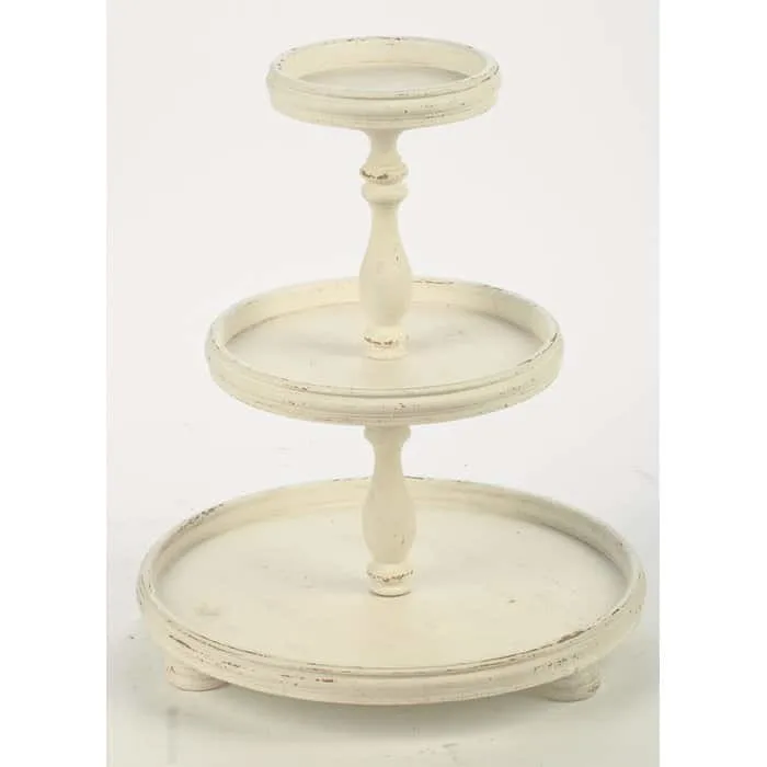 Farmhouse Tiered Trays by Wayfair chipped cream three tiered tray