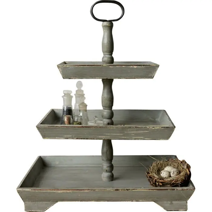 Farmhouse Tiered Trays by Wayfair wooden rectangle 3 tiered tray