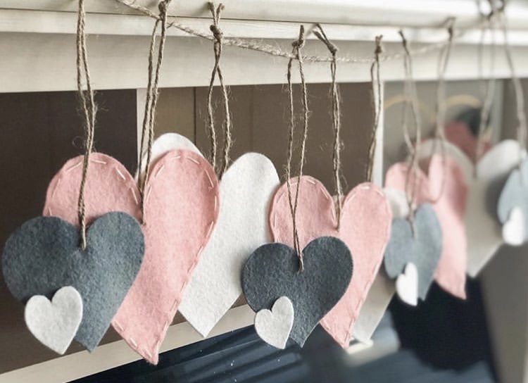 Valentine's Day Garland by fern and love with felt heart and twine garland