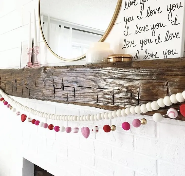 Valentine's Day Garland by Linley Noel with layered felt ball garland
