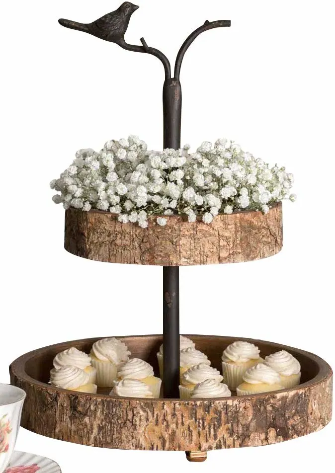 Farmhouse Tiered Tray from Amazon with a bird & birch two tiered tray