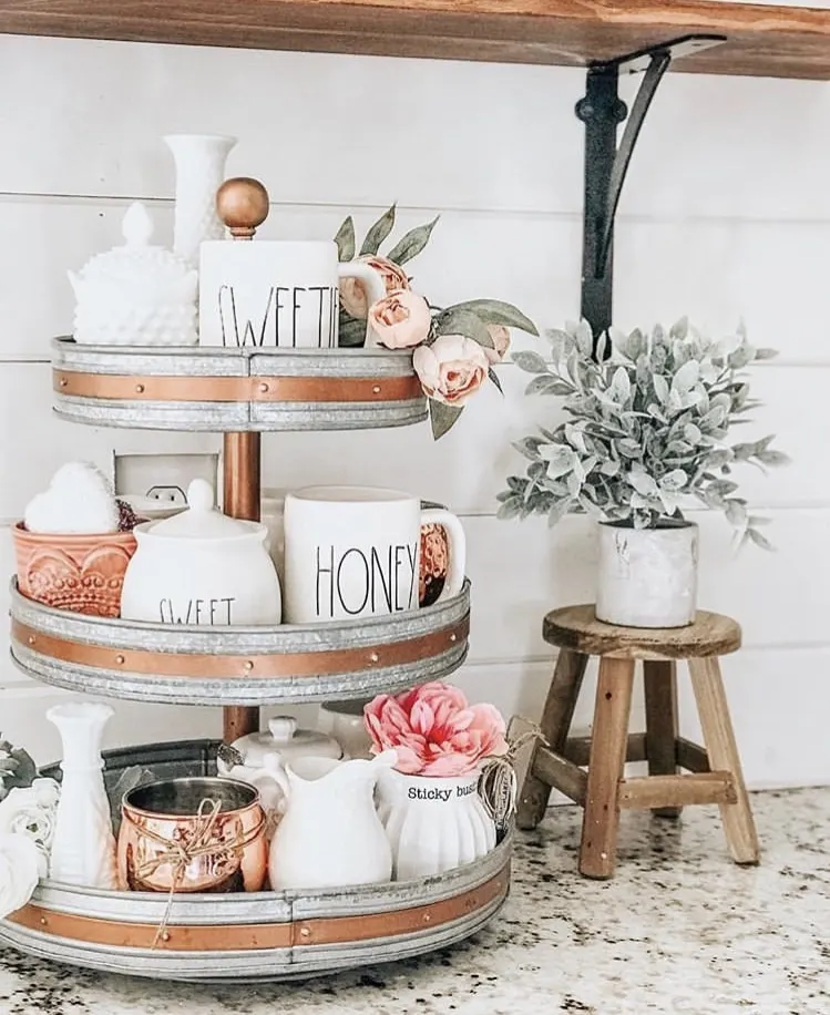 What Is Rae Dunn by Alyssa Ashley Photography with a tiered tray