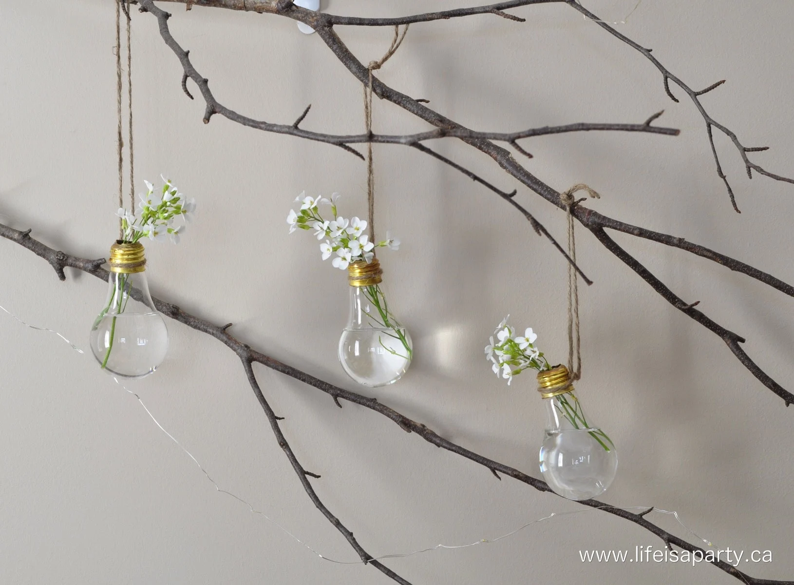 Light Bulb Crafts by Life Is A Party with light bulb flower vases