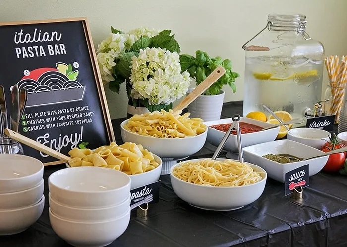 Italian Themed Dinner Party by Somewhat Simple with an Italian pasta bar