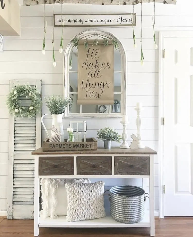 Spring Decor Ideas by Little Love Nest with hanging flowers and a sweet note