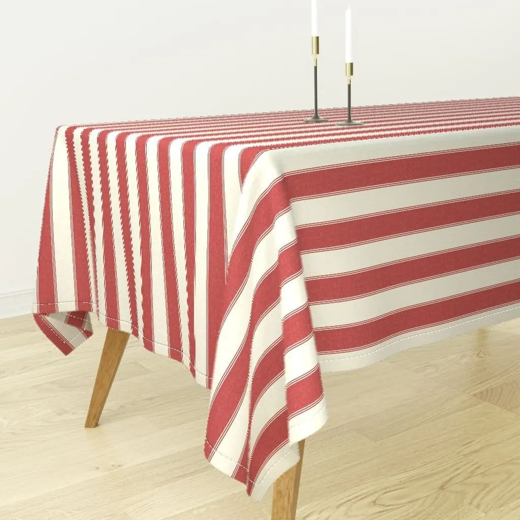 Italian Themed Dinner Party Red and White Ticking Tablecloth