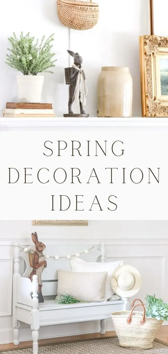 Spring decorating ideas with bunnies, baskets and florals