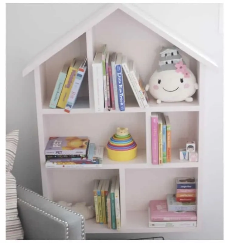 DIY Bookshelf Makeover by Love Create Celebrate with a House Bookshelf