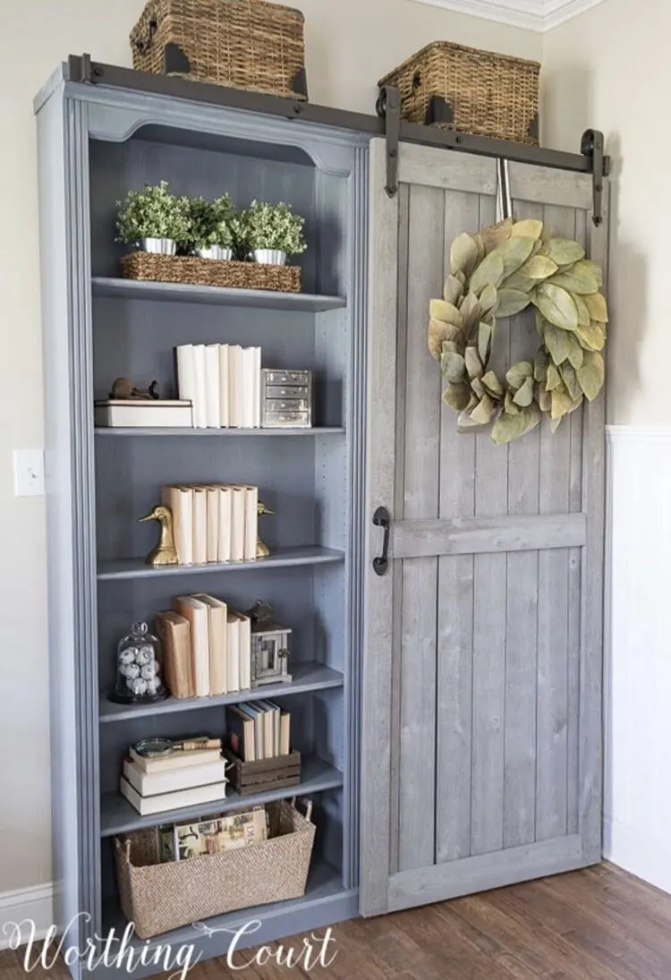 DIY Bookshelf Makeover by Worthing Court with a Farmhouse Bookcase Makeover