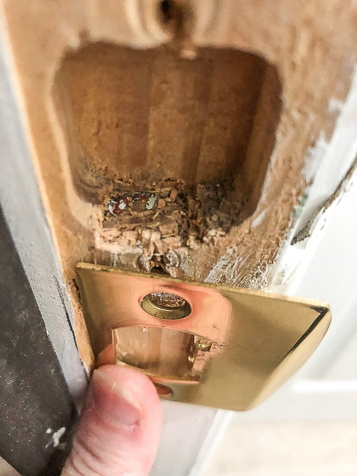 DIY exterior dutch door applying striker plate