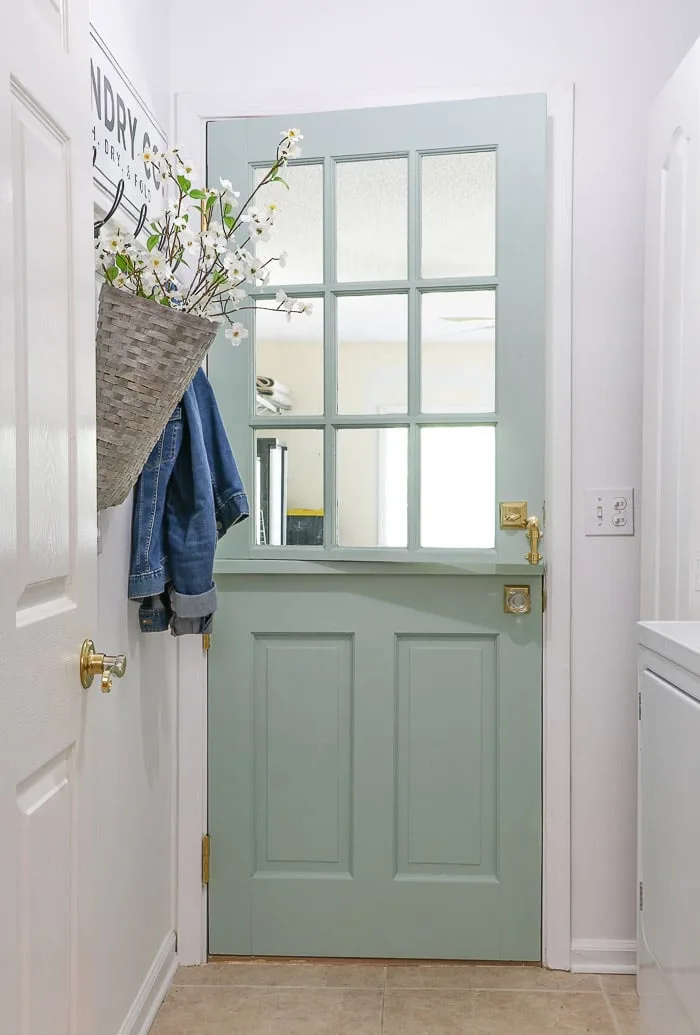 Small laundry room makeover using a dutch door to add style.