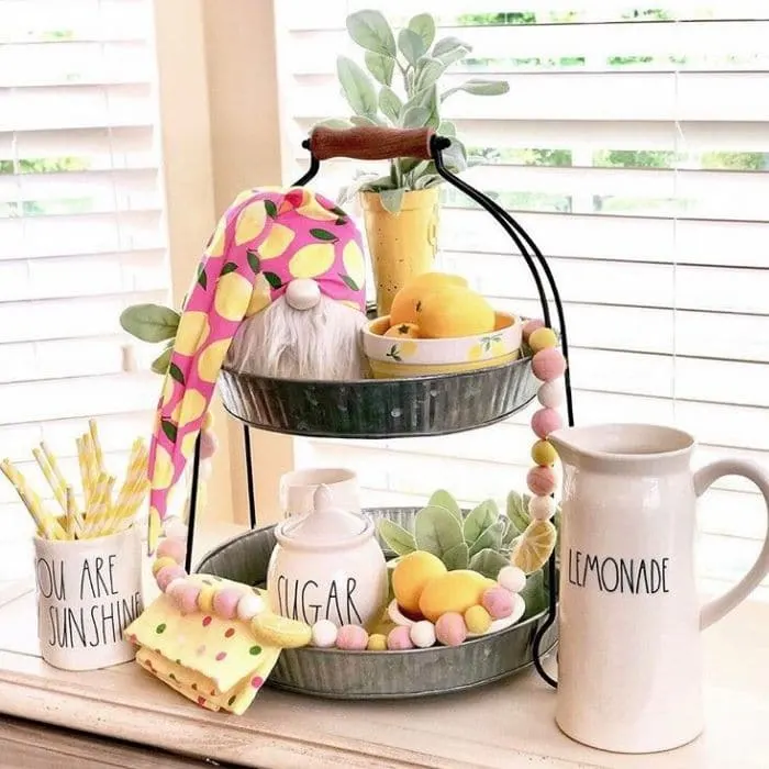 Lemon Décor by French Flair Farmhouse with a gnome and lemon kissed garland