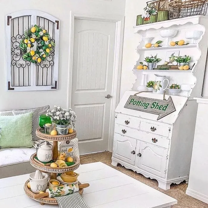 Lemon Décor by My Crafted Home with a lemon themed tiered tray 