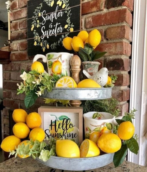 LEMON DECOR ON TIERED TRAYS IDEAS - LIFE ON SUMMERHILL