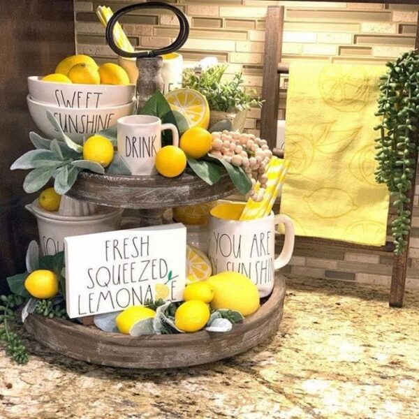 LEMON DECOR ON TIERED TRAYS IDEAS - LIFE ON SUMMERHILL