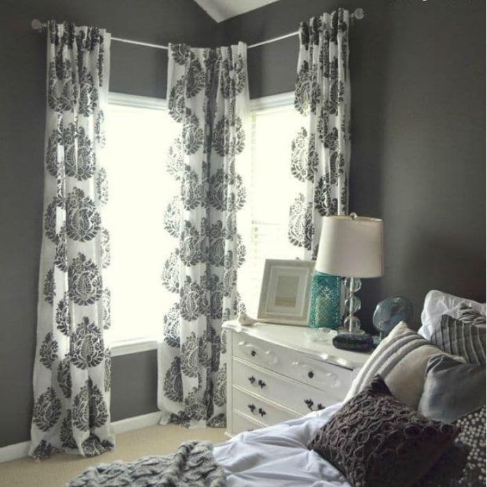 Curtains for Corner Windows by Royal Design Studio Stencils with Stencil Tutorial: DIY Designer Curtains for Less