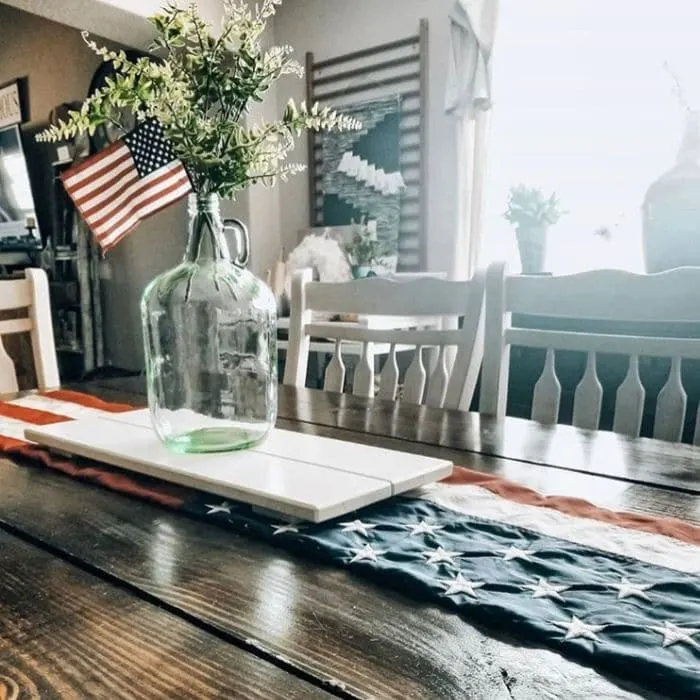 Patriotic Decorating Ideas by Cottage of Five with an American Flag table runner