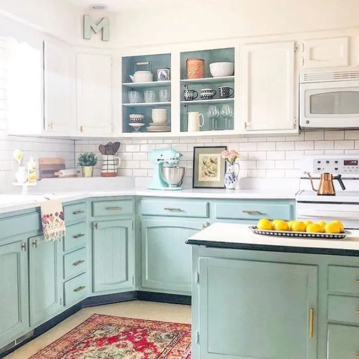 A Farmhouse Kitchen with chalk painted cabinets by Holland Avenue Home